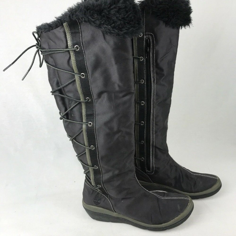 TIMBERLAND Black/Green Nylon Lace Up Boots 7